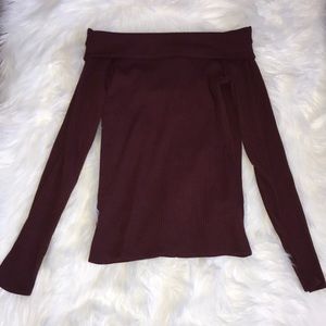 Off the shoulder maroon long sleeve